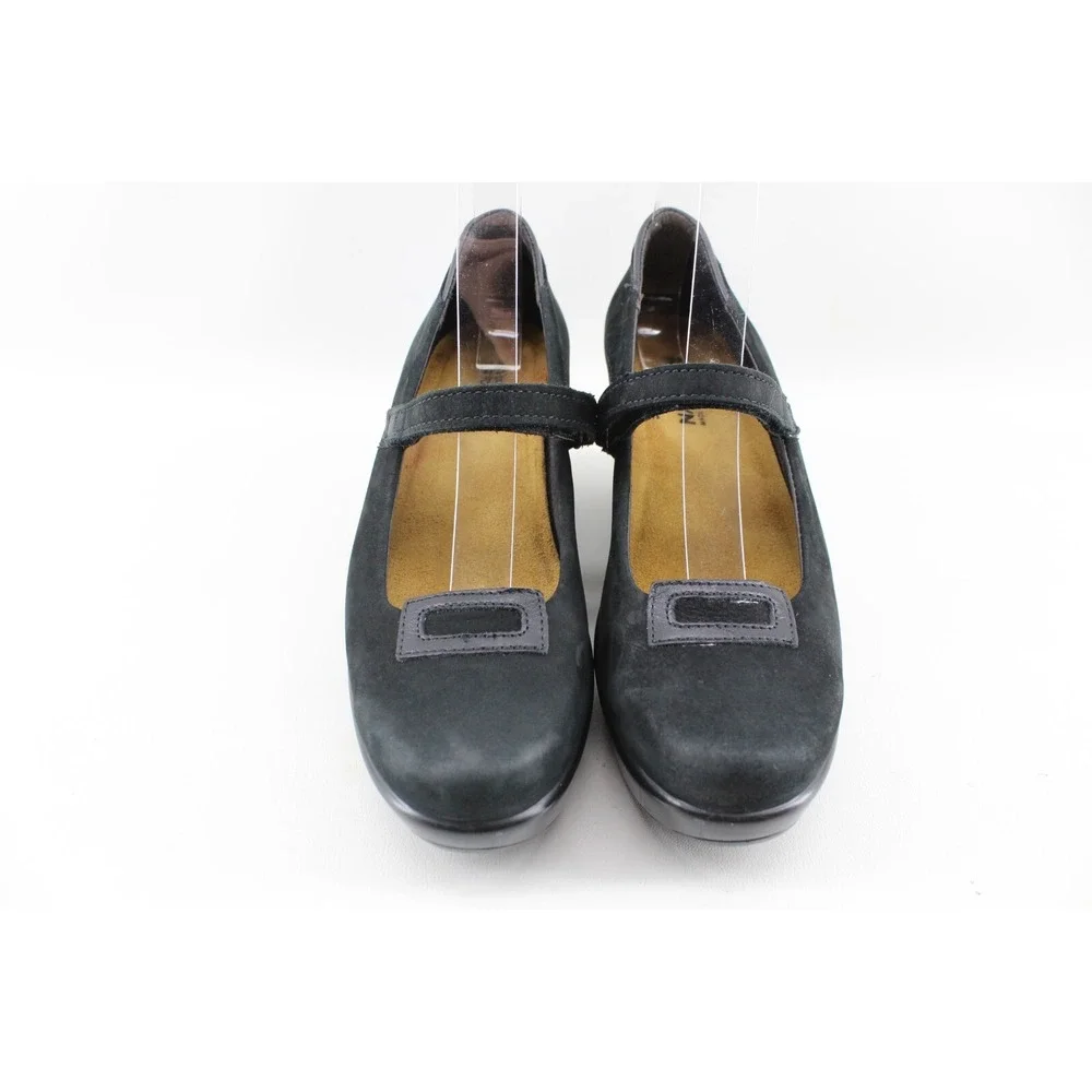 NAOT Black Nubuck Leather Mary Jane Platform Wedge Shoes Womens Size 38‎ EU 7 US